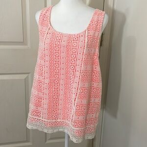 American Eagle Lacey Orange/Cream Color Sleeveless Top Size XL